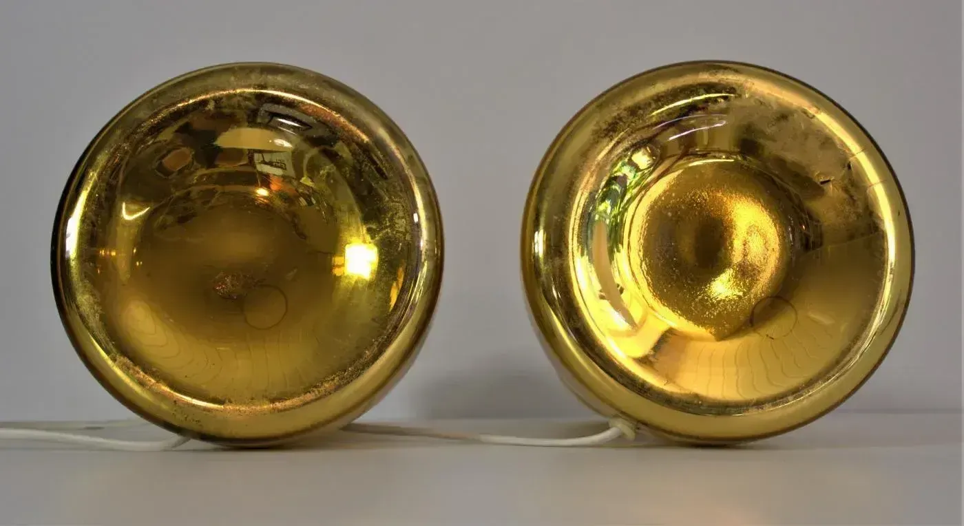 photo for sale Large Golden Mercury Glass Table Lamps By Gustav Leek For Flygsfors, 1960s, Set Of 2