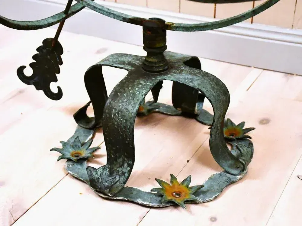 Large Swedish Garden Wrought Copper Sundial, 1950s photo vintage