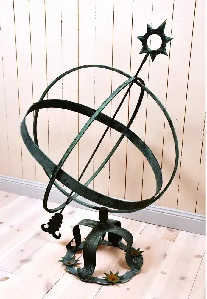 photo furniture Large Swedish Garden Wrought Copper Sundial, 1950s