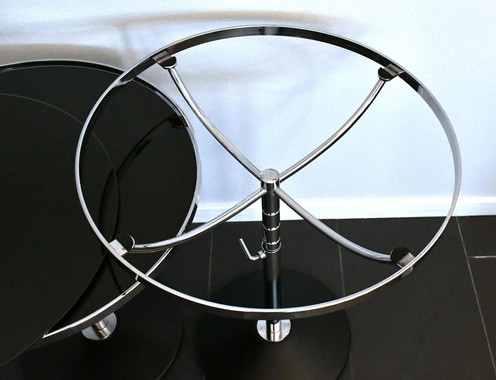 Swedish Adjustable Glass And Chrome Steel Side Table Model Pronto From Dux, 1990s, Set Of 3 photo buy