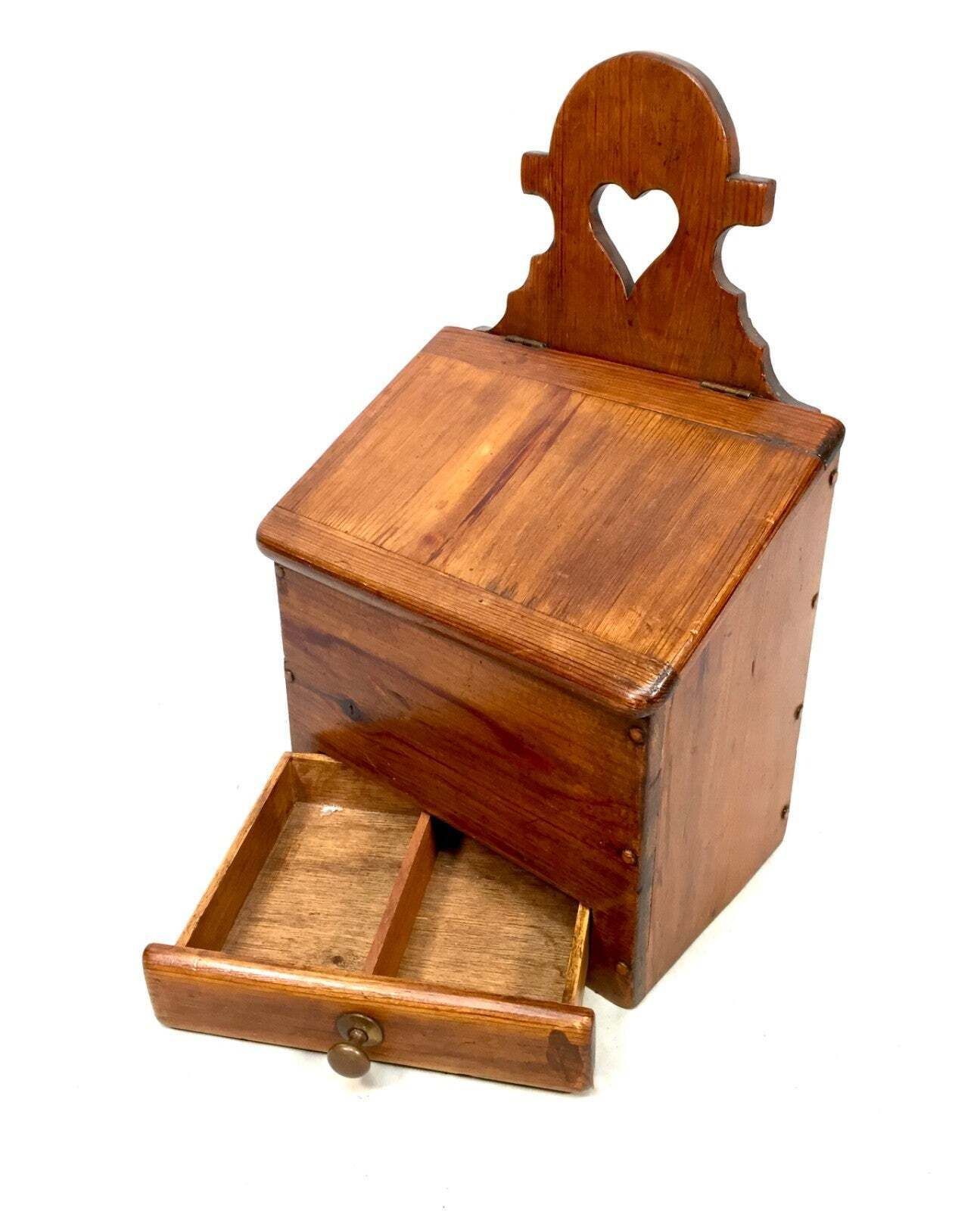 Antique Arts And Crafts Wooden Pine Salt / Candle Box / C.1900 / Wall Hanging photo buy