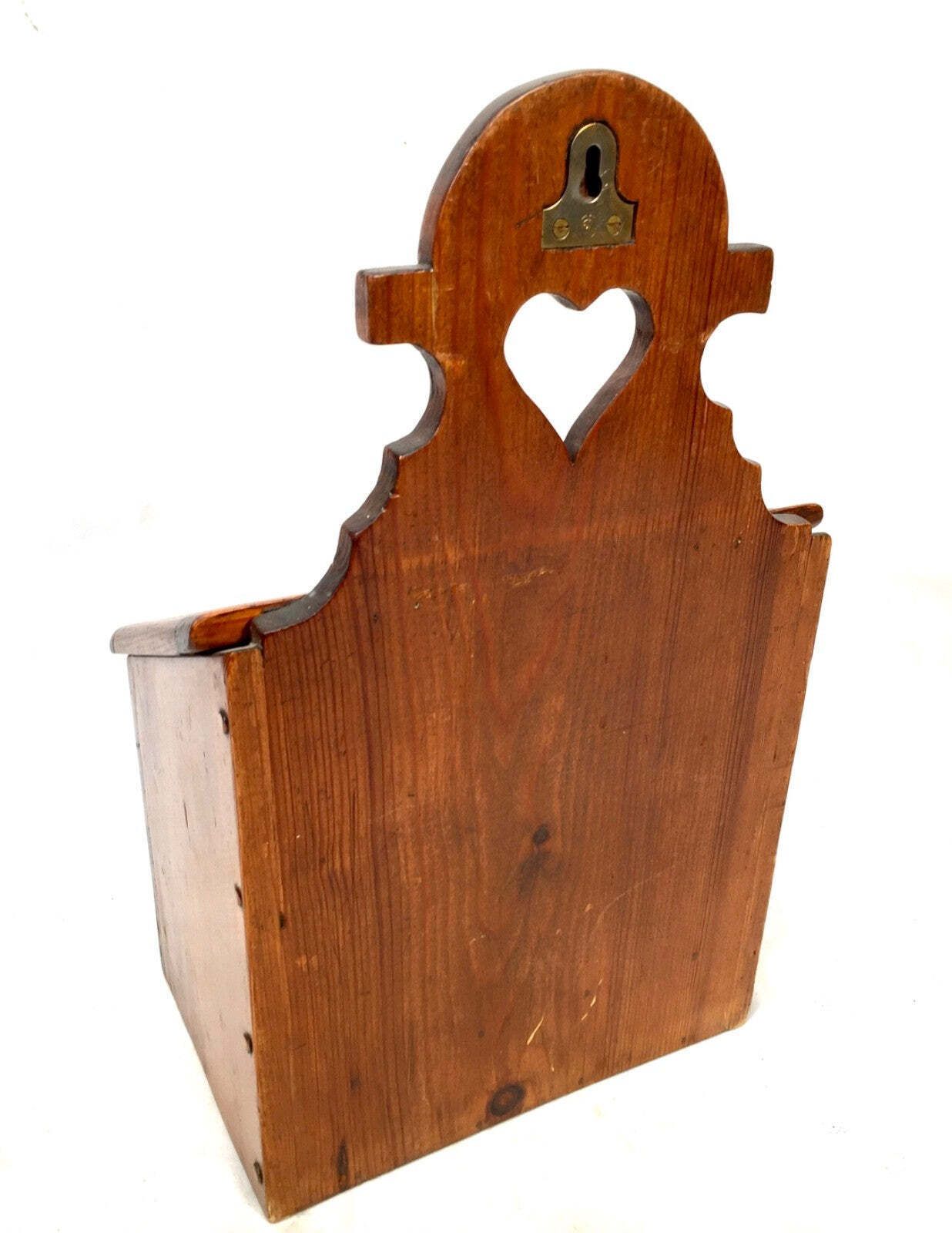 Antique Arts And Crafts Wooden Pine Salt / Candle Box / C.1900 / Wall Hanging photo vintage