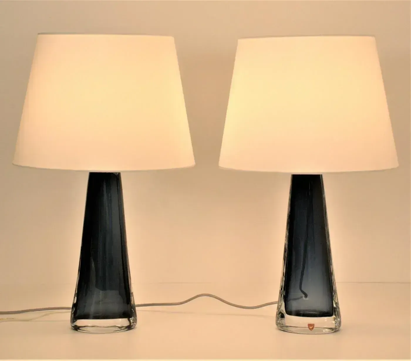 Blue Doublecoated Glass Table Lamps By Carl Fagerlund For Orrefors, 1950s, Set Of 2 photo buy