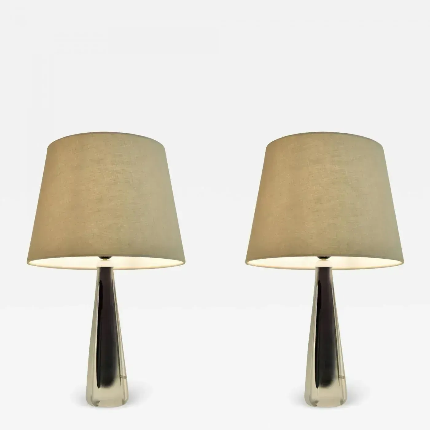 2354.0 Doublecoated Frosted Glass Purple Core Table Lamps By Kosta, Sweden, Set Of 2 photo