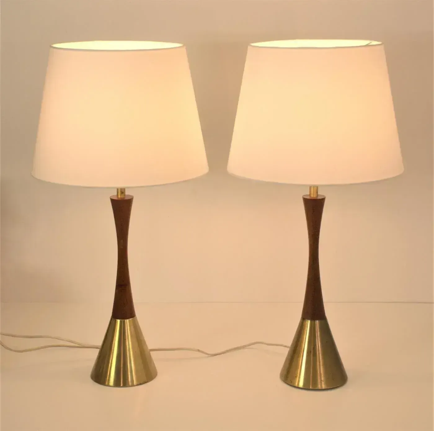 Modern Swedish Teak And Brass Table Lamps, Made In Denmark For Bergboms, Set Of 2 photo furniture
