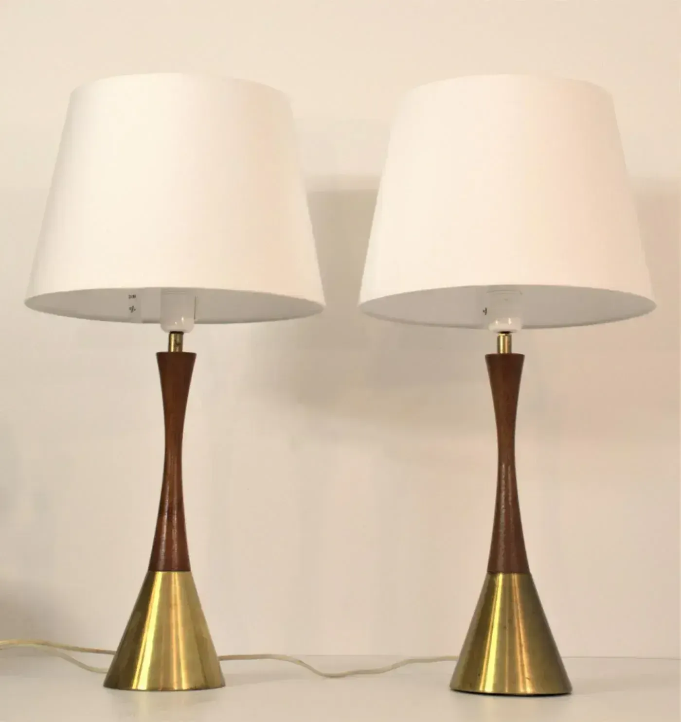 Modern Swedish Teak And Brass Table Lamps, Made In Denmark For Bergboms, Set Of 2 photo 1771.0