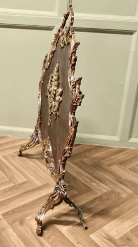 A Superb French Brass Rococo Spark Guard, Fire Screen photo Home Fixtures