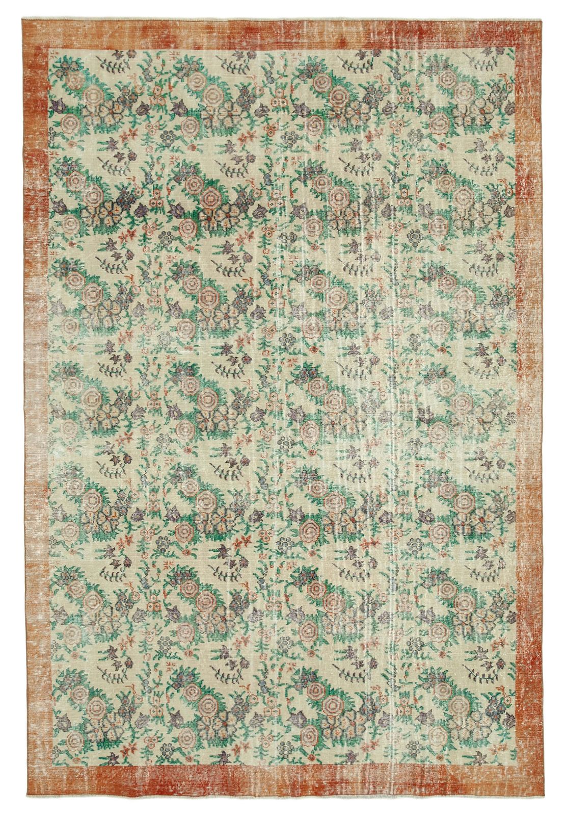 Handmade Beige Turkish Vintage Area Rug 212 Cm X 316 Cm