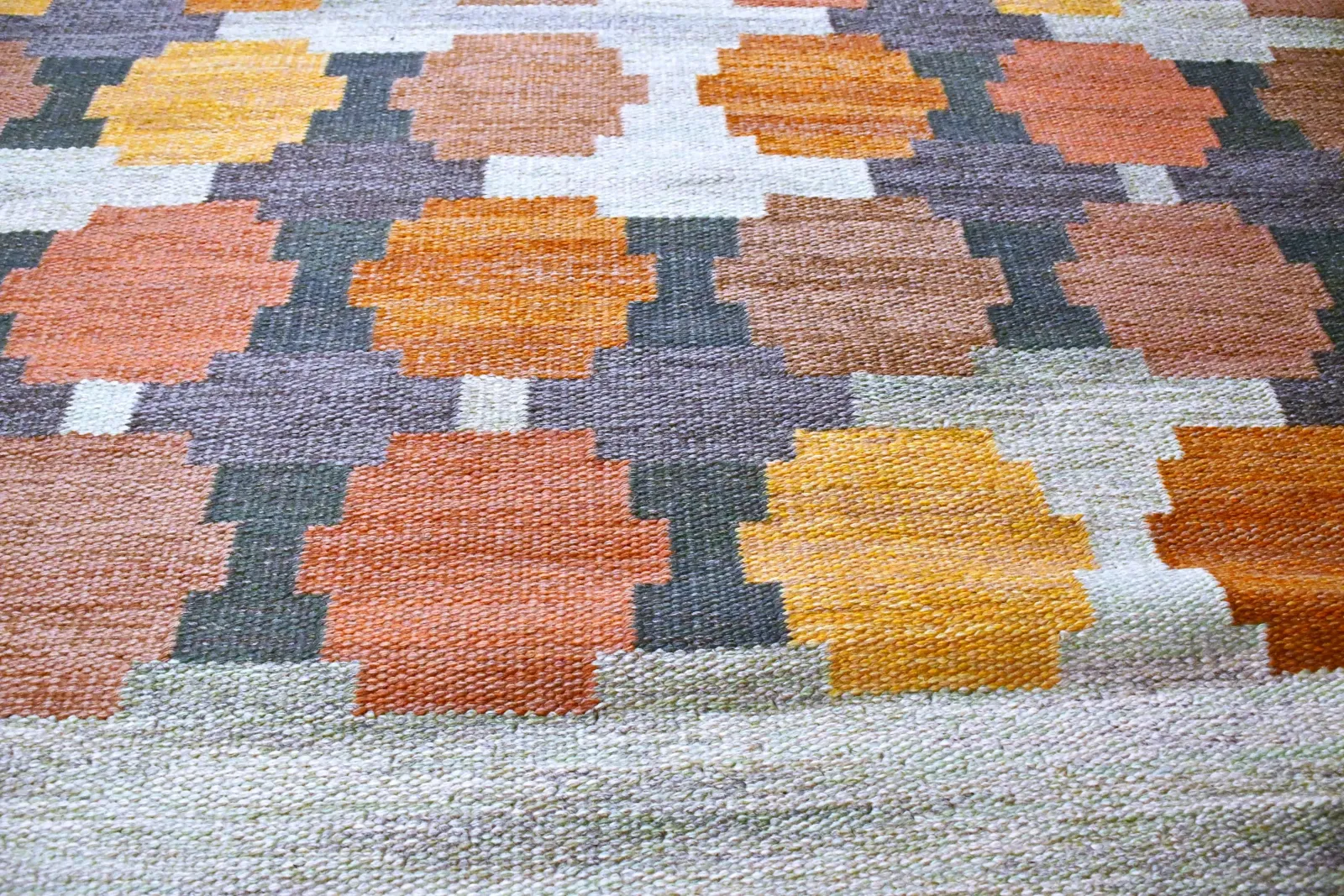 Large Swedish Handwoven Röllakan Wool Rug Model Aspelöv By Judith Johansson, 1963 photo 2364.0