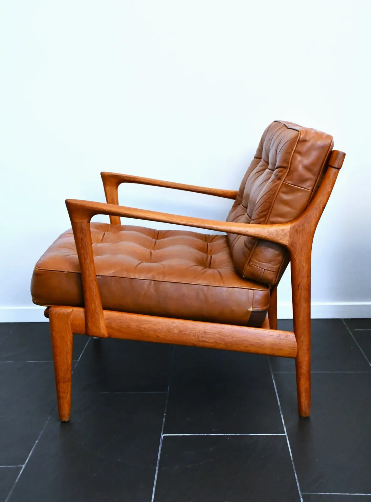 Swedish Teak And Leather Kuba Armchairs By Bertil Fridhagen For Br. Andersson, 1950s, Set Of 2 photo 3661.0