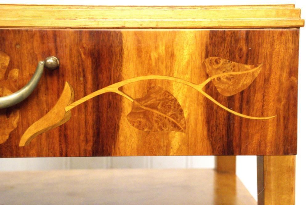 photo buy Vintage Swedish Bedside Tables In Walnut And Birch, 1940s, Set Of 2