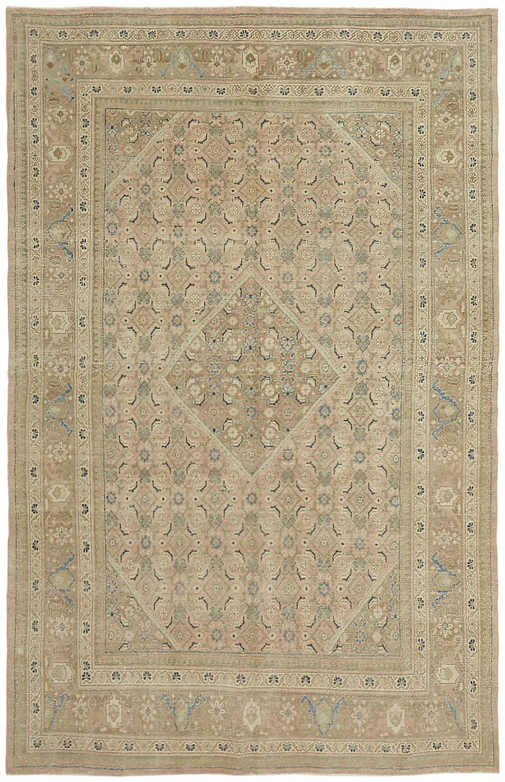Handmade Beige Vintage Large Area Rug 208 Cm X 318 Cm