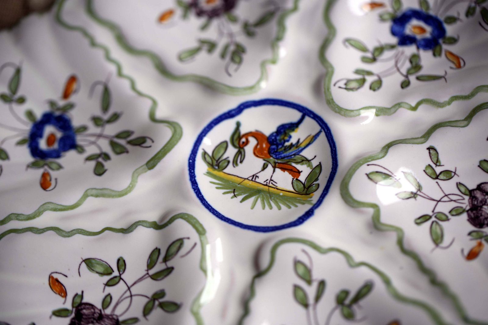 Moustiers Oyster Plate Hand Painted Floral Seafood Dish French Platter Martres Tolosanele photo Home Decor