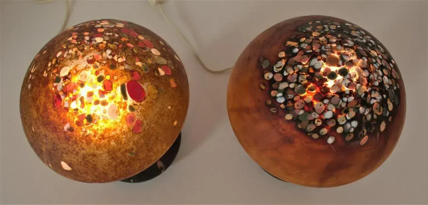 Mushroom Shaped Glass Table Lamps By Monica Backström For Kosta Boda, 1960s, Set Of 2 photo vintage