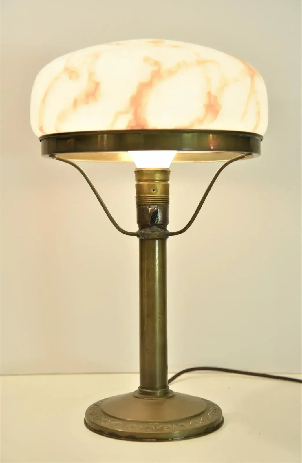 Art Nouveau Brass And Glass Table Lamp, Sweden, 1920s photo furniture