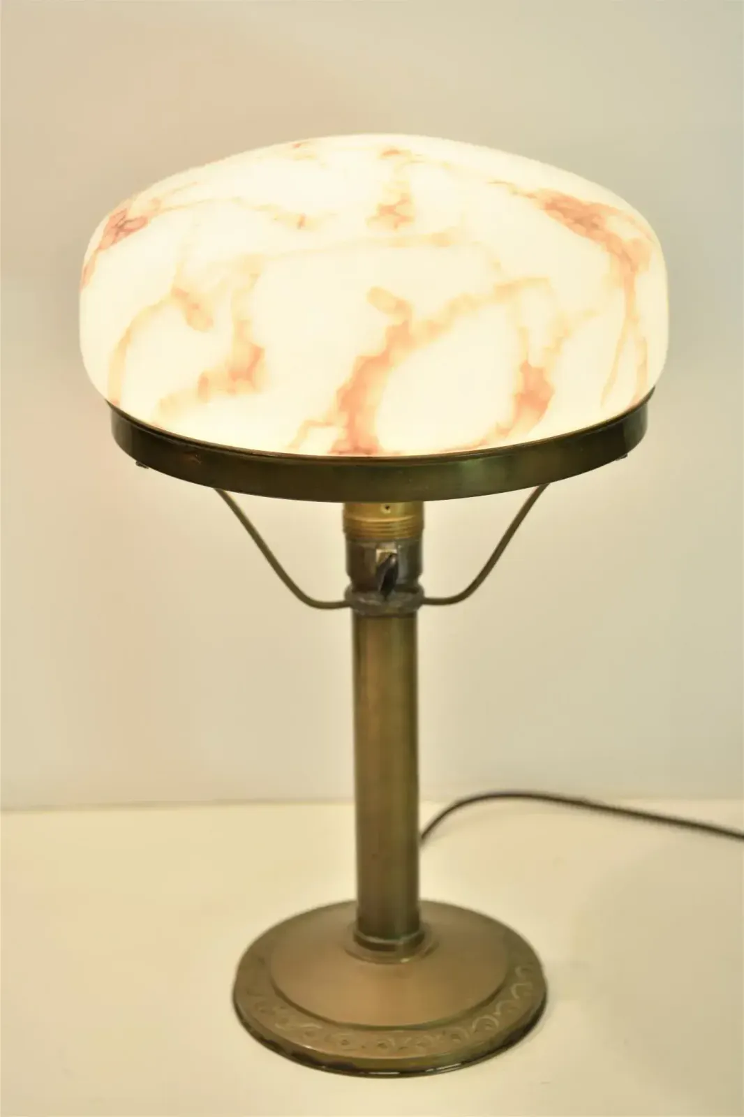 Art Nouveau Brass And Glass Table Lamp, Sweden, 1920s photo for sale