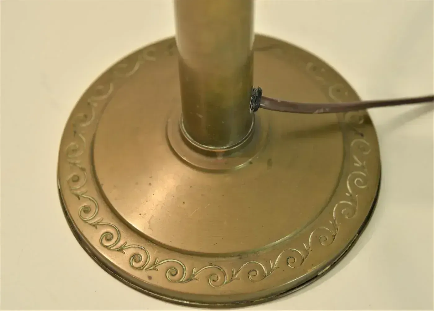 Lighting Art Nouveau Brass And Glass Table Lamp, Sweden, 1920s photo