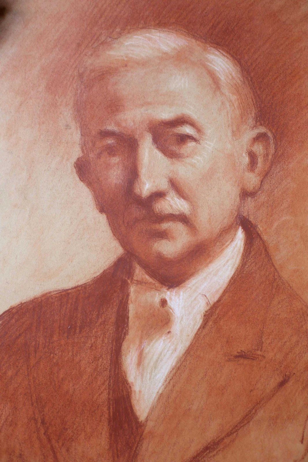 Original Antique Portrait Of A Man Drawing Antique French Pierre Souffran photo furniture