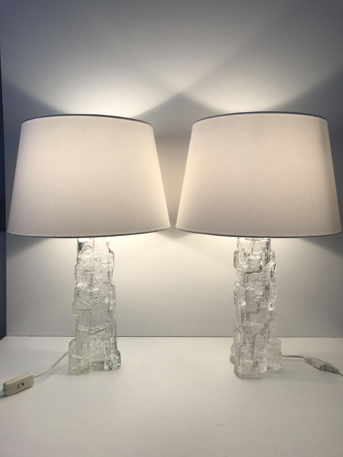 Lighting Swedish Art Glass Reijmyre Glasbruk Table Lamps, 1970s, Set Of 2 photo