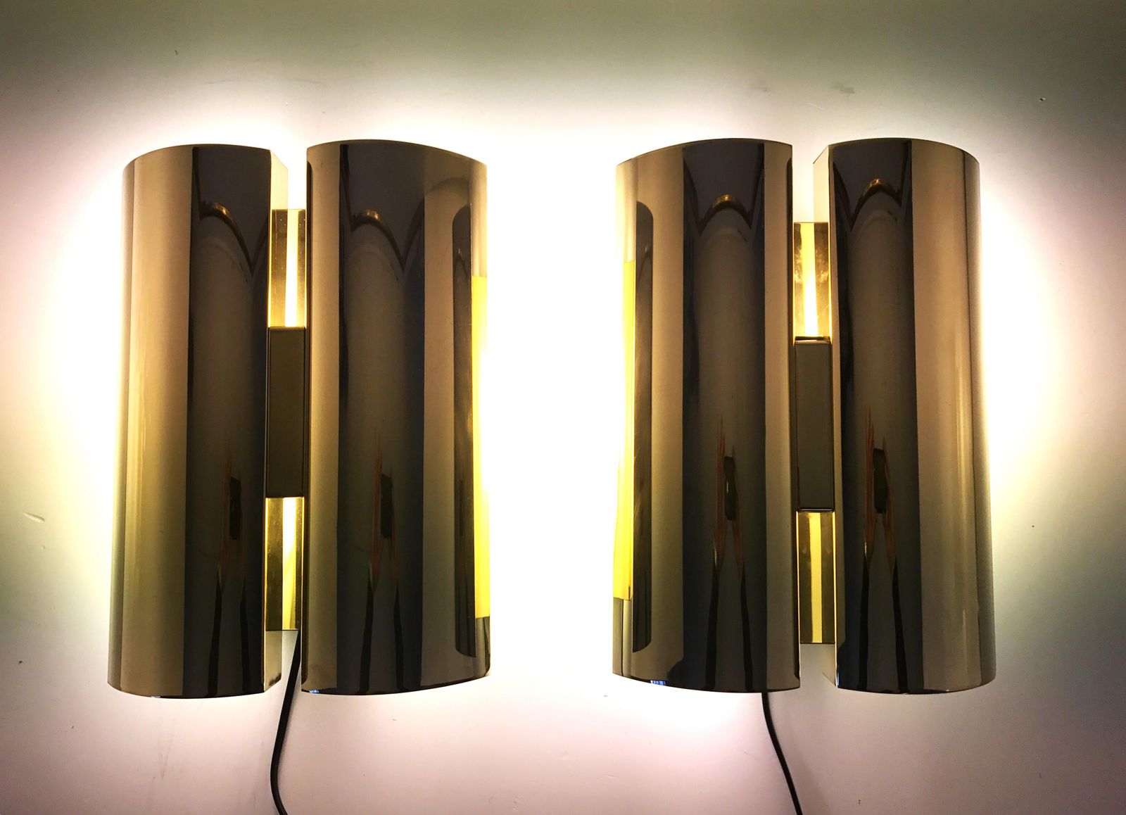 Swedish Brass Wall Sconces By Falkenbergs Belysning Ab, 1980s, Set Of 2 photo vintage