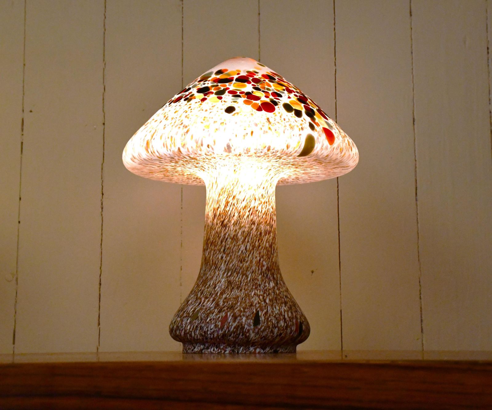 photo for sale Swedish Artglass Mushroom Shaped Table Lamps By Monica Backström For Kosta Boda, 1970s, Set Of 2