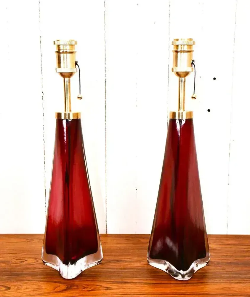 Large Swedish Art Glass Model Rd1319 Table Lamps By Carl Fagerlund For Orrefors, 1950s, Set Of 2 photo 2112.0