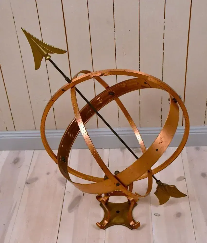 Large Swedish Wrought Iron, Brass And Copper Garden Sundial, 1960s photo furniture