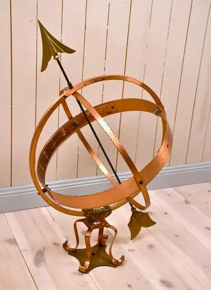 Large Swedish Wrought Iron, Brass And Copper Garden Sundial, 1960s photo for sale