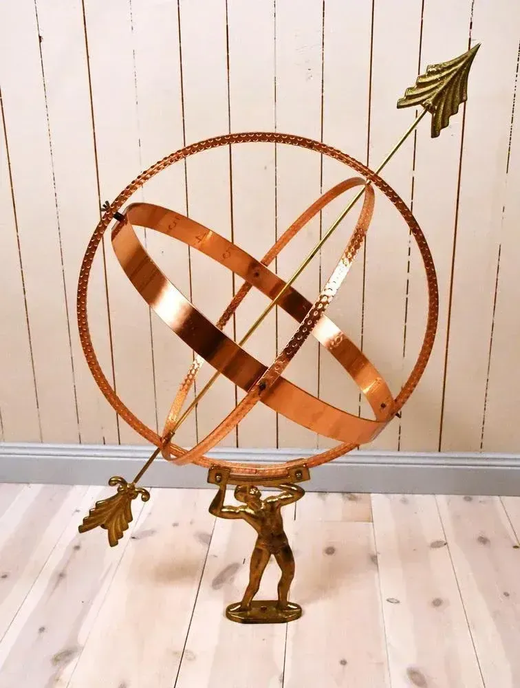 Large Swedish Wrought Copper Garden Sundial, 1960s photo for sale
