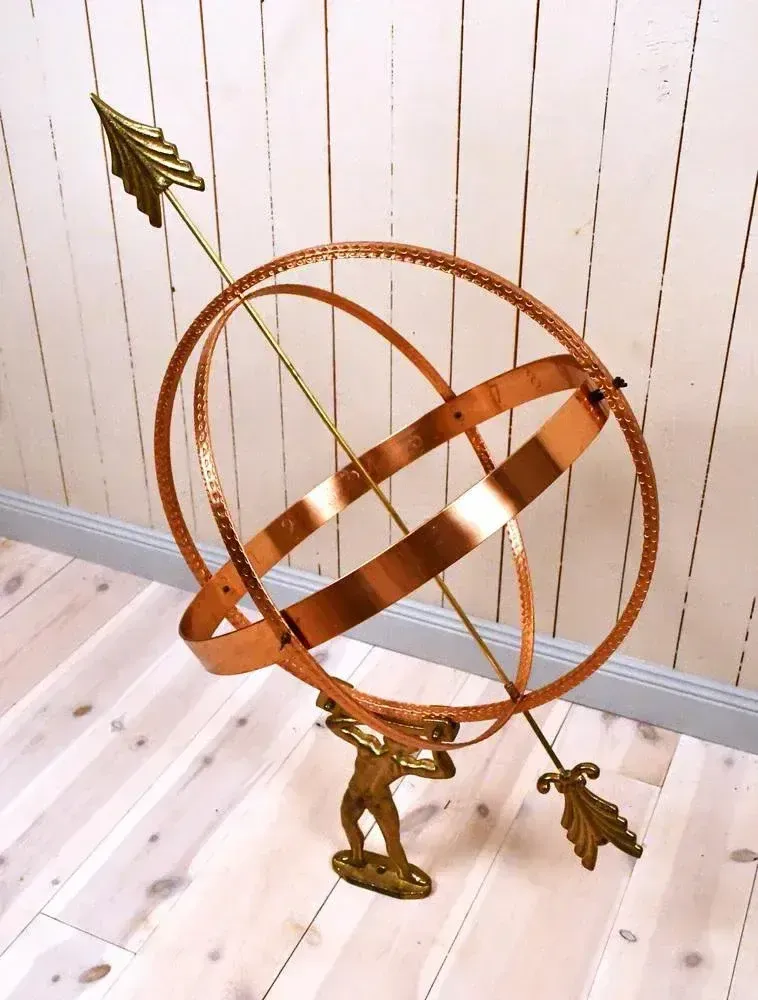 Large Swedish Wrought Copper Garden Sundial, 1960s photo vinterior