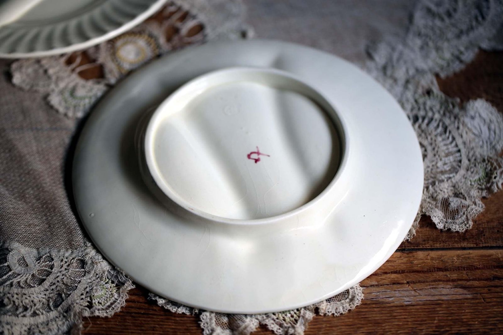 2 Antique Asparagus Plates White Majolica French Barbotine Vegetable Serving Platters Creil Et Montereau photo buy