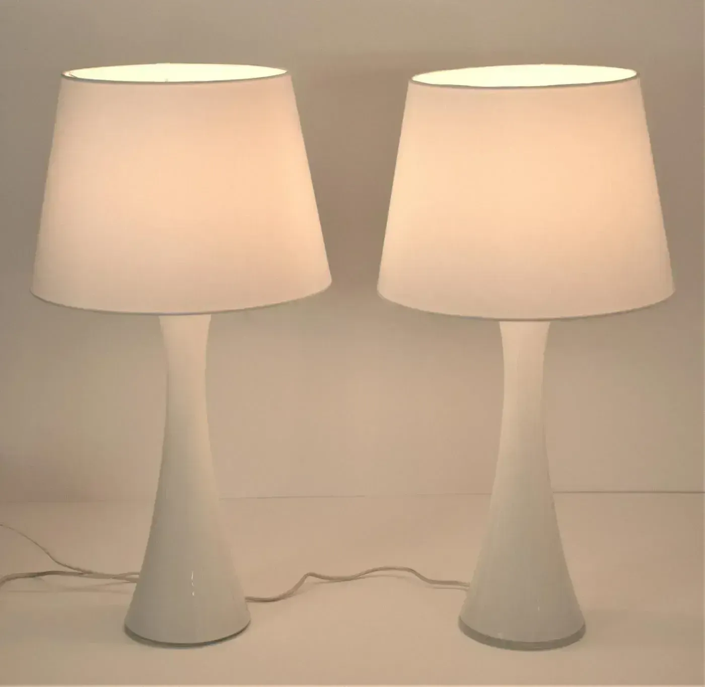 Swedish Modern Glass And Teak Table Lamps By Bernt Nordstedt For Bergboms, Set Of 2 photo for sale