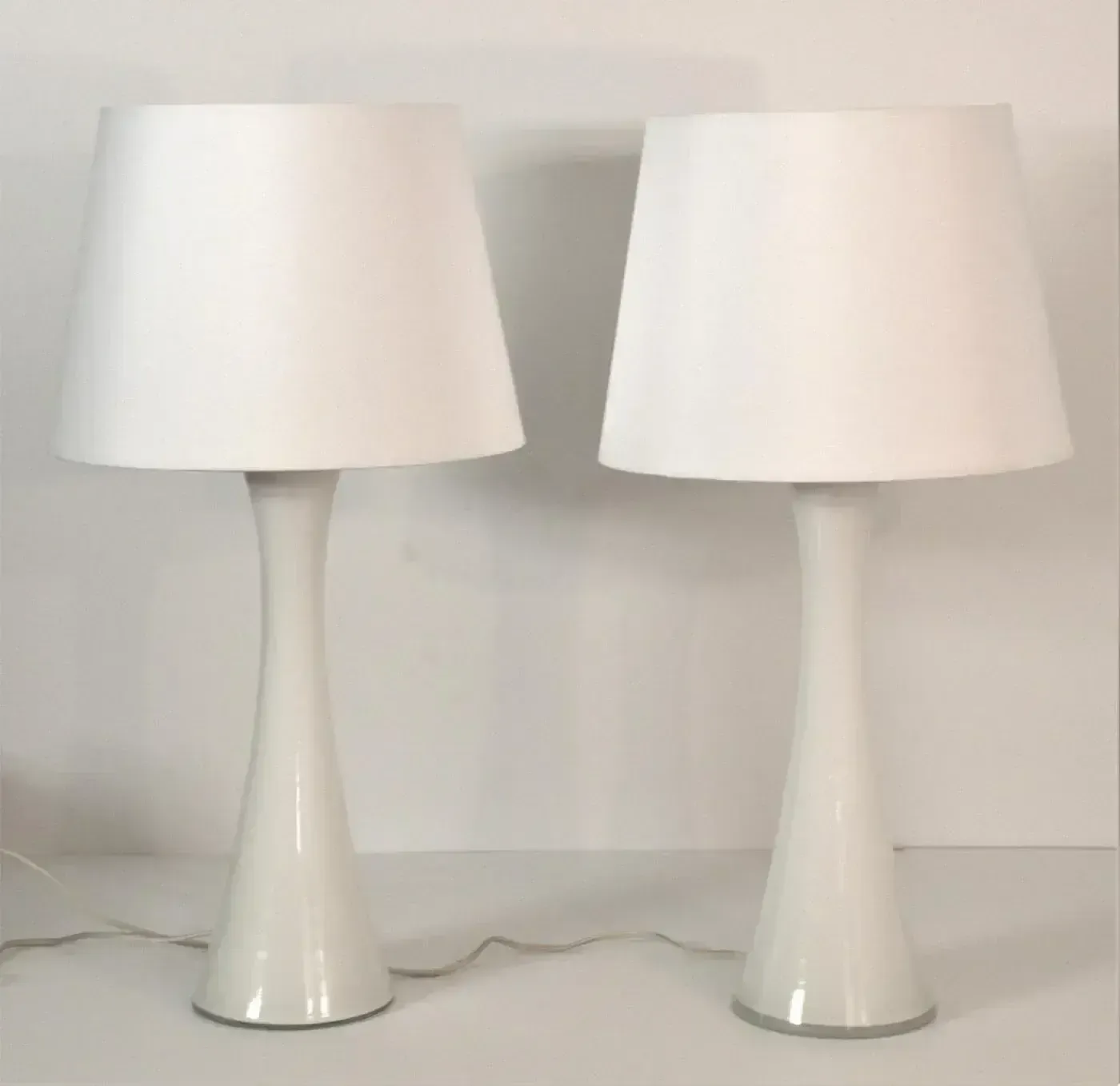 Lighting Swedish Modern Glass And Teak Table Lamps By Bernt Nordstedt For Bergboms, Set Of 2 photo