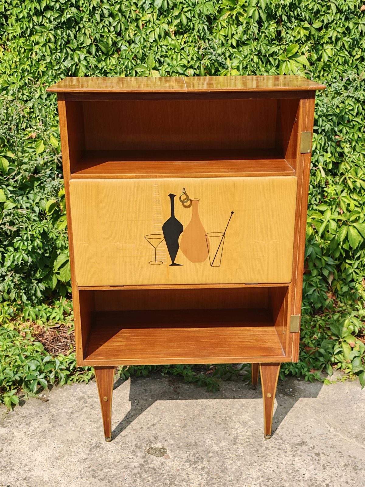 Mid Century Modern Dry Bar Cabinet Done In Mahogany, Italy 1950s photo furniture