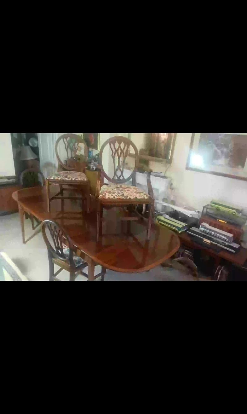 Furniture Huge Reduction.. Stunning.. !! Regency Sty.E Mahogany And Satinwood Extending Dining Table With Set Of 6 Chairs. photo