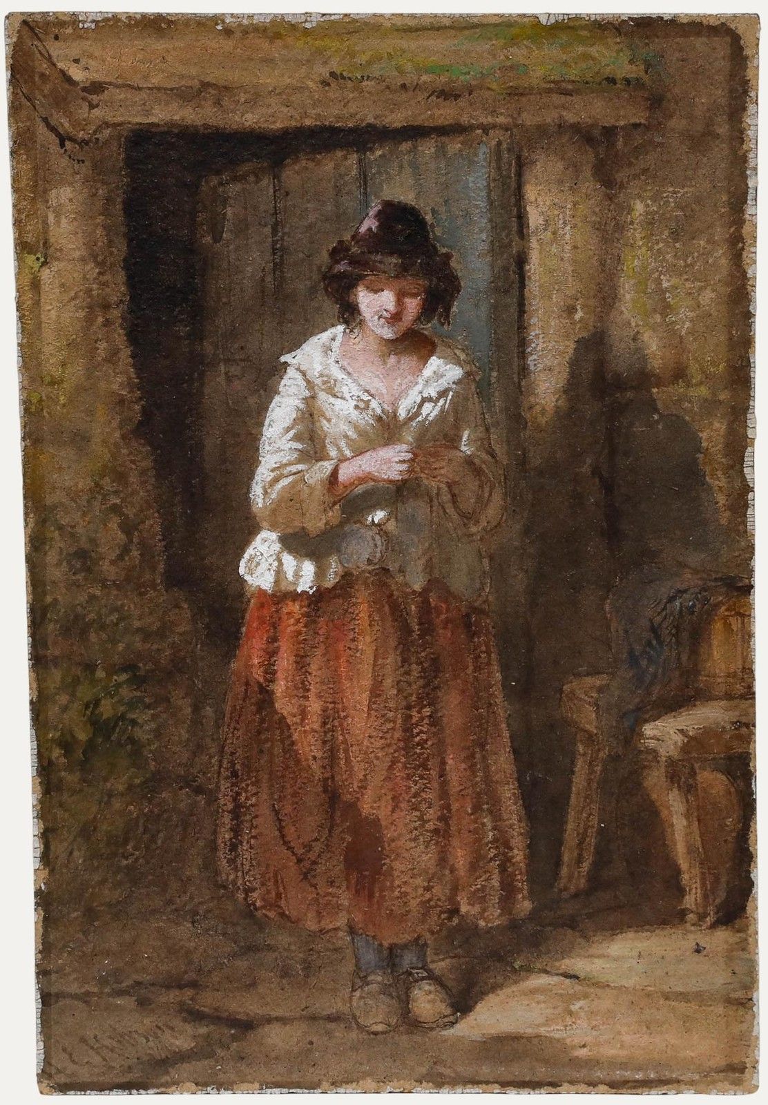 Henry Hobson Ra (Fl.1857 1866) Mid 19th Century Watercolour, Cottage Dweller