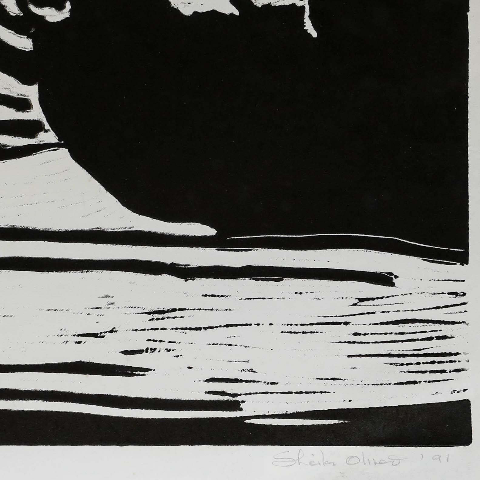 Sheila Oliner (1930 2020) 1991 Linoprint, The Road To Basrah photo vinterior
