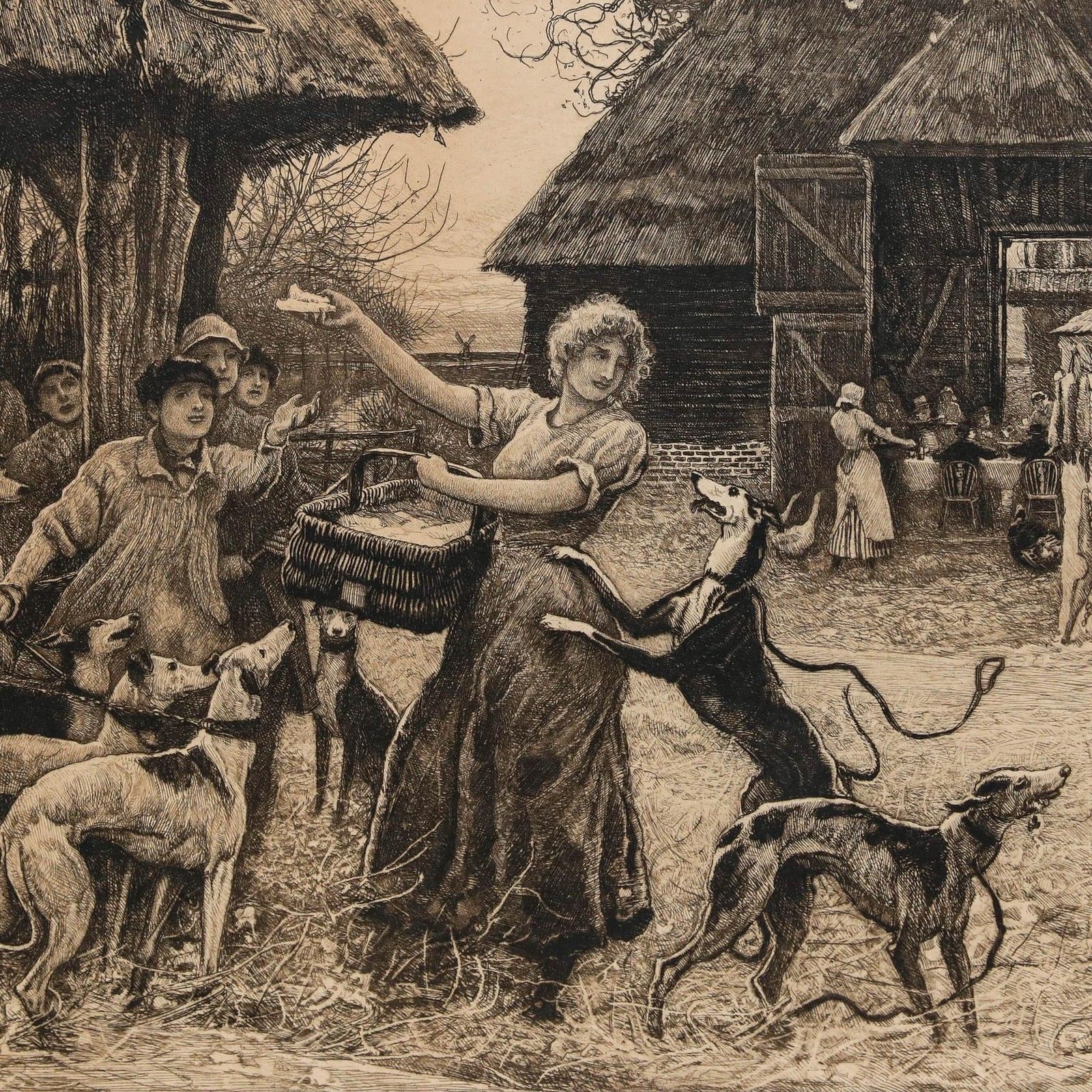 Robert Walker Macbeth Ra (1848 1910) 1903 Etching, Lady & The Lurchers photo for sale
