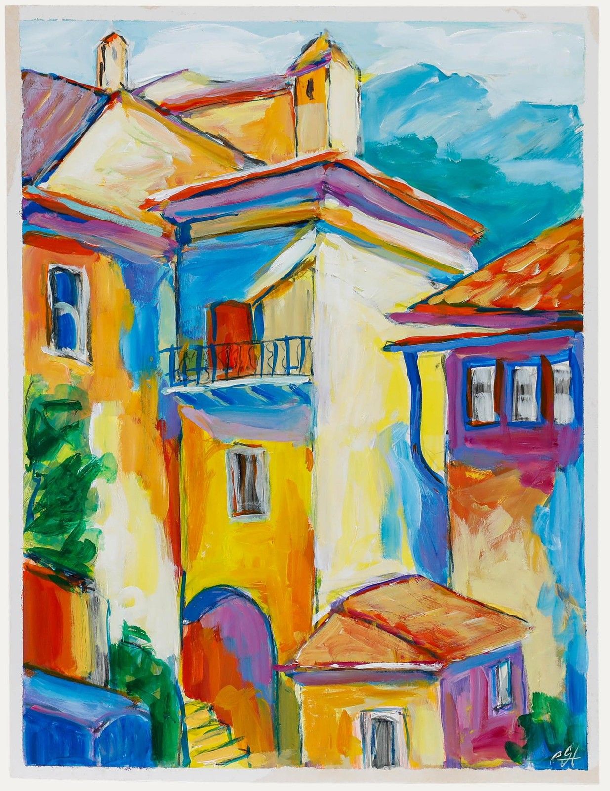Erwin Steinhauser (1939 2023) Contemporary Acrylic, Villa In The Mountains