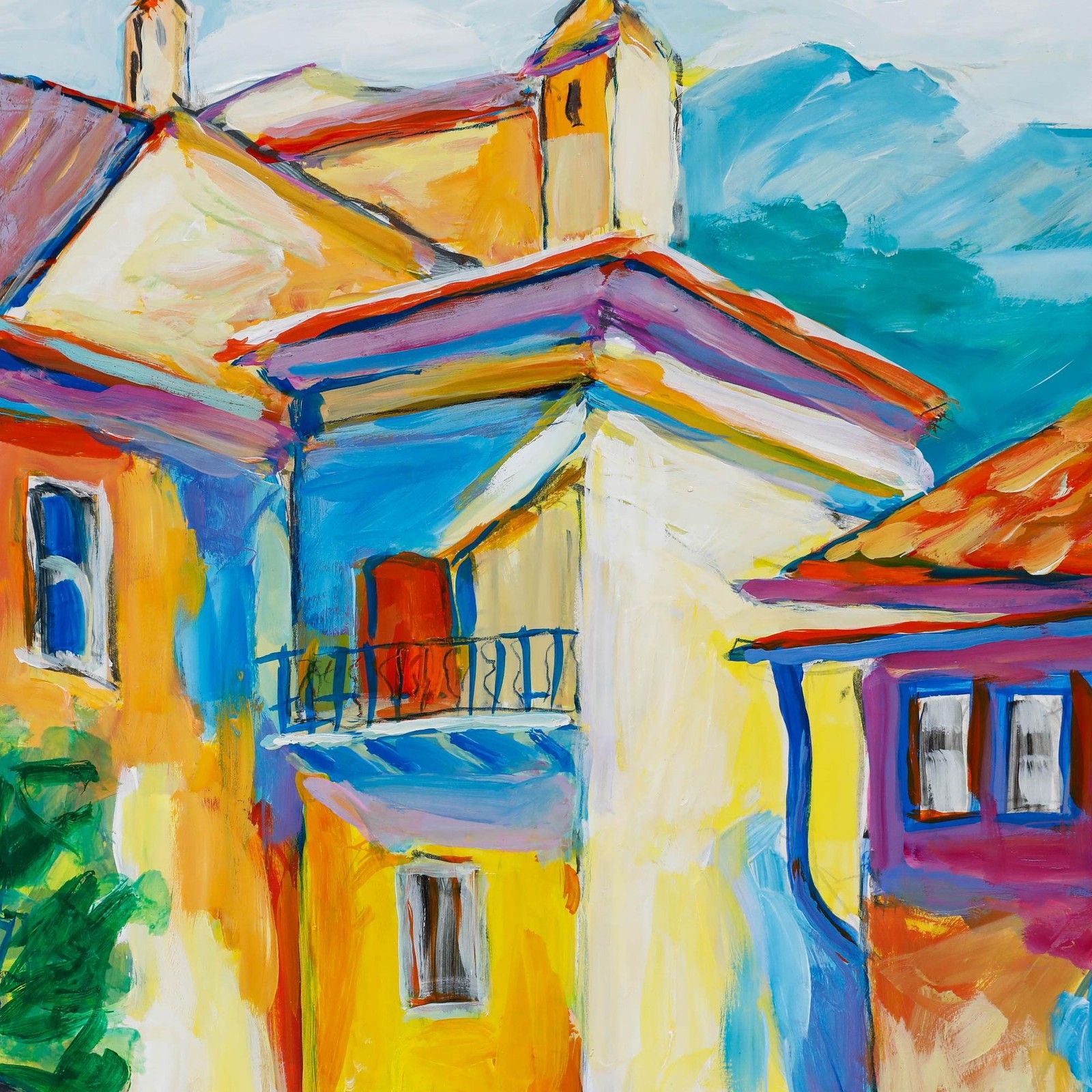 Erwin Steinhauser (1939 2023) Contemporary Acrylic, Villa In The Mountains photo for sale