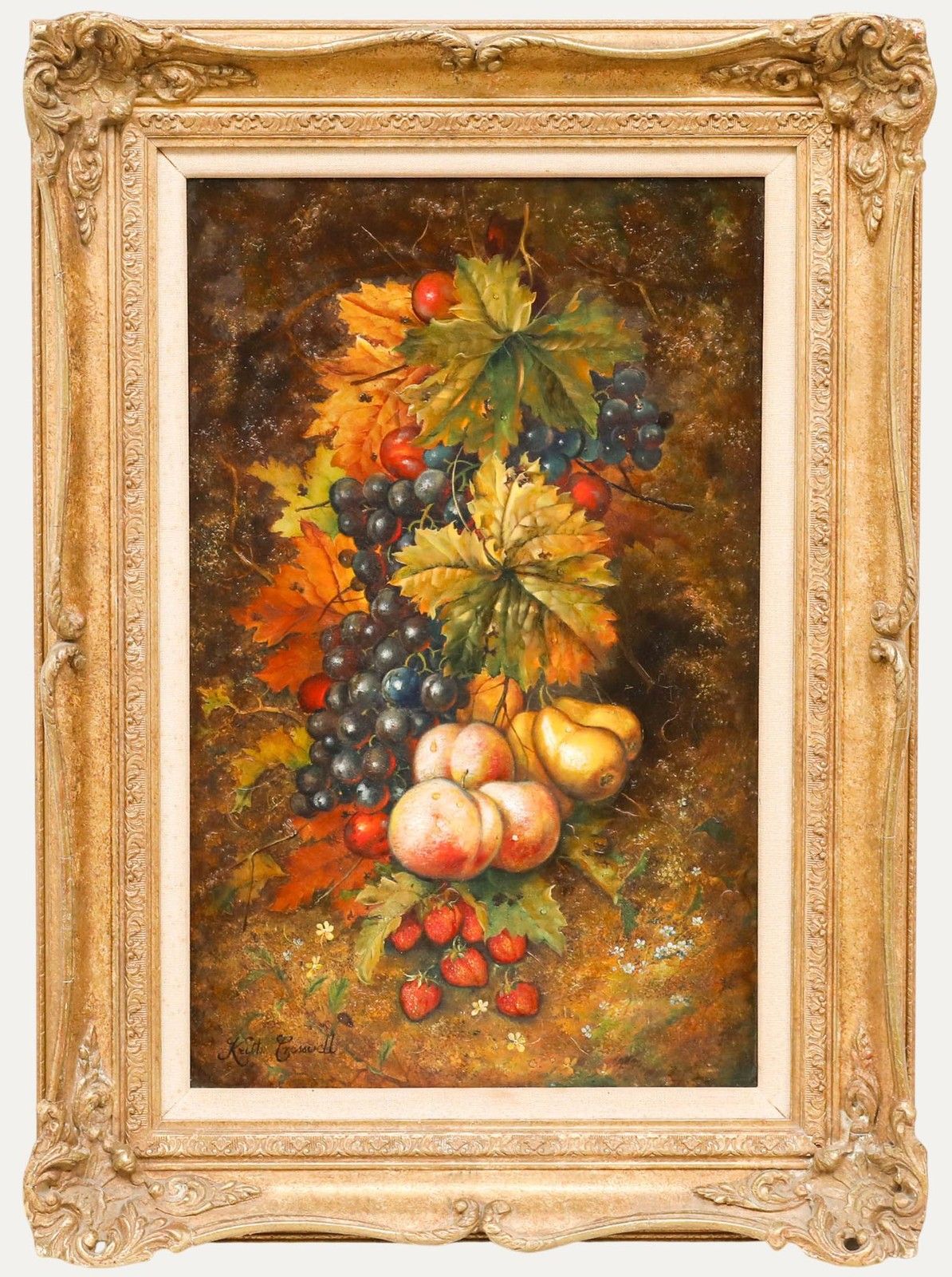 Keith Cresswell (1940 1989) Framed Oil, Still Life Of Fruit & Foilage