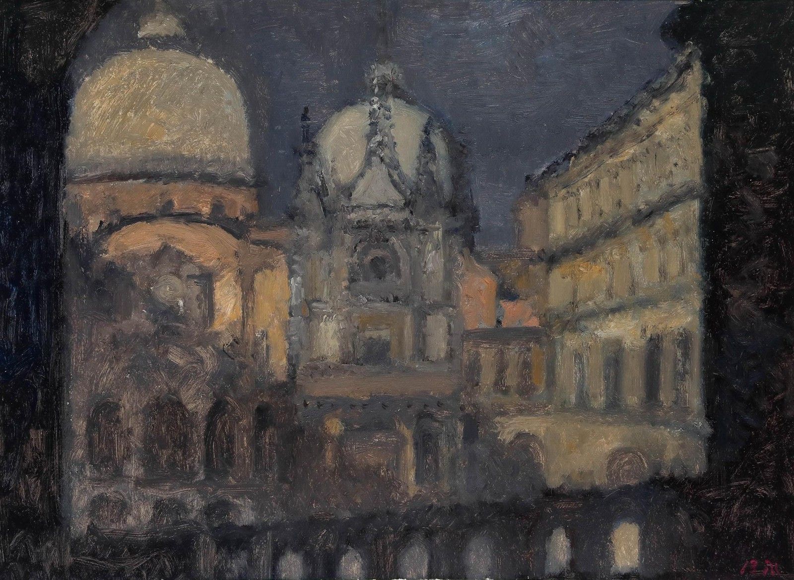 Bernard Myers (1925 2007) Contemporary Oil, San Marco From Ducale Palace photo furniture