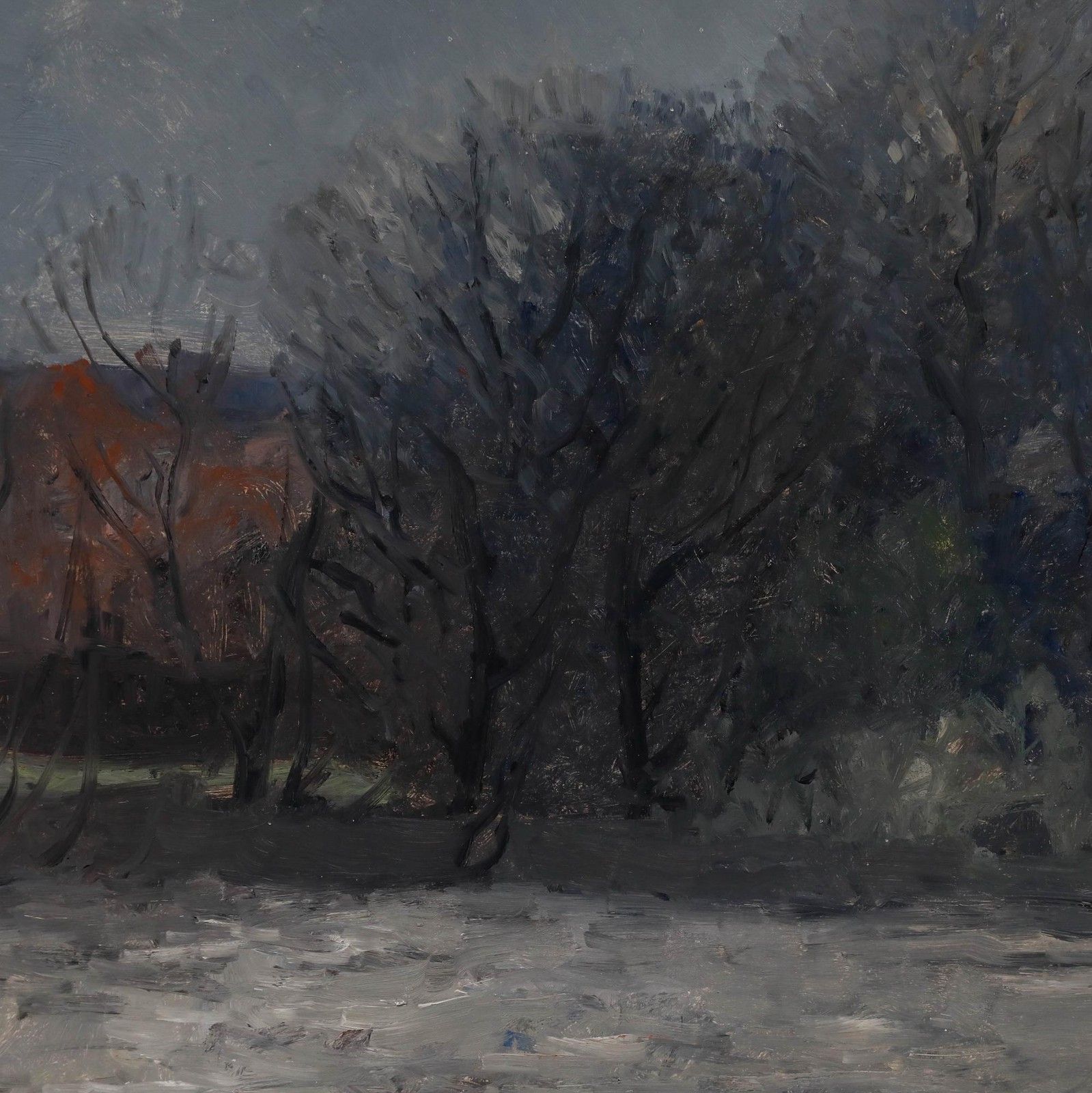Bernard Myers (1925 2007) Contemporary Oil, Trees On The South Bank photo for sale