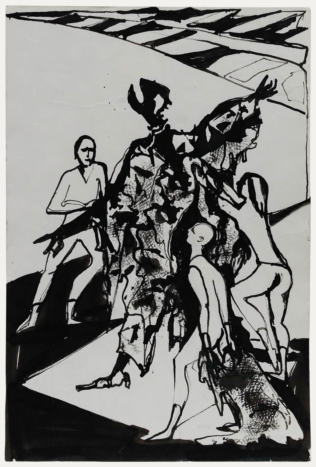 Charlotte Heister (1921 1998) Mid 20th Century India Ink, Adoration