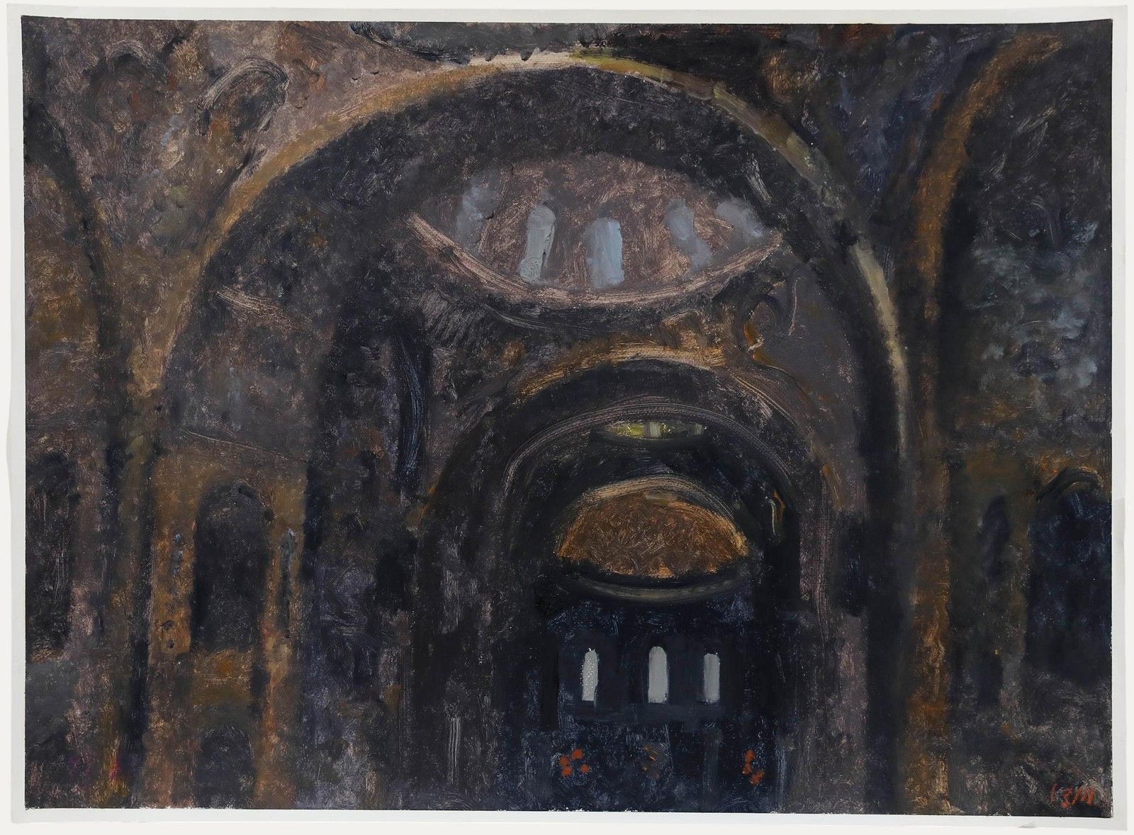 Bernard Myers (1925 2007) Contemporary Oil, San Marco Interior