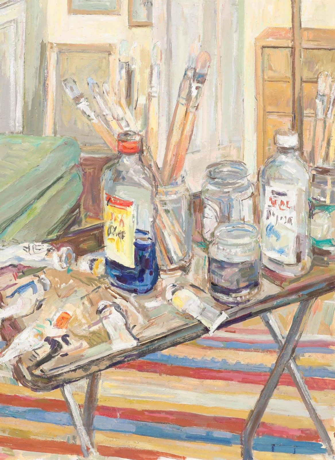 Simon Goldberg (1916 2002) 20th Century Oil, The Artist's Studio photo furniture