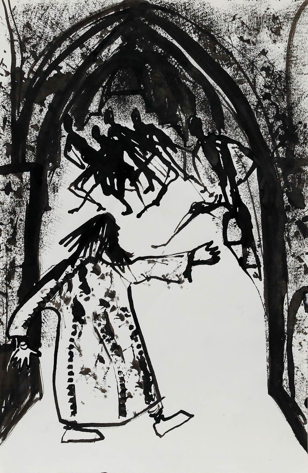 Charlotte Heister (1921 1998) Mid 20th Century India Ink, Scramble photo furniture