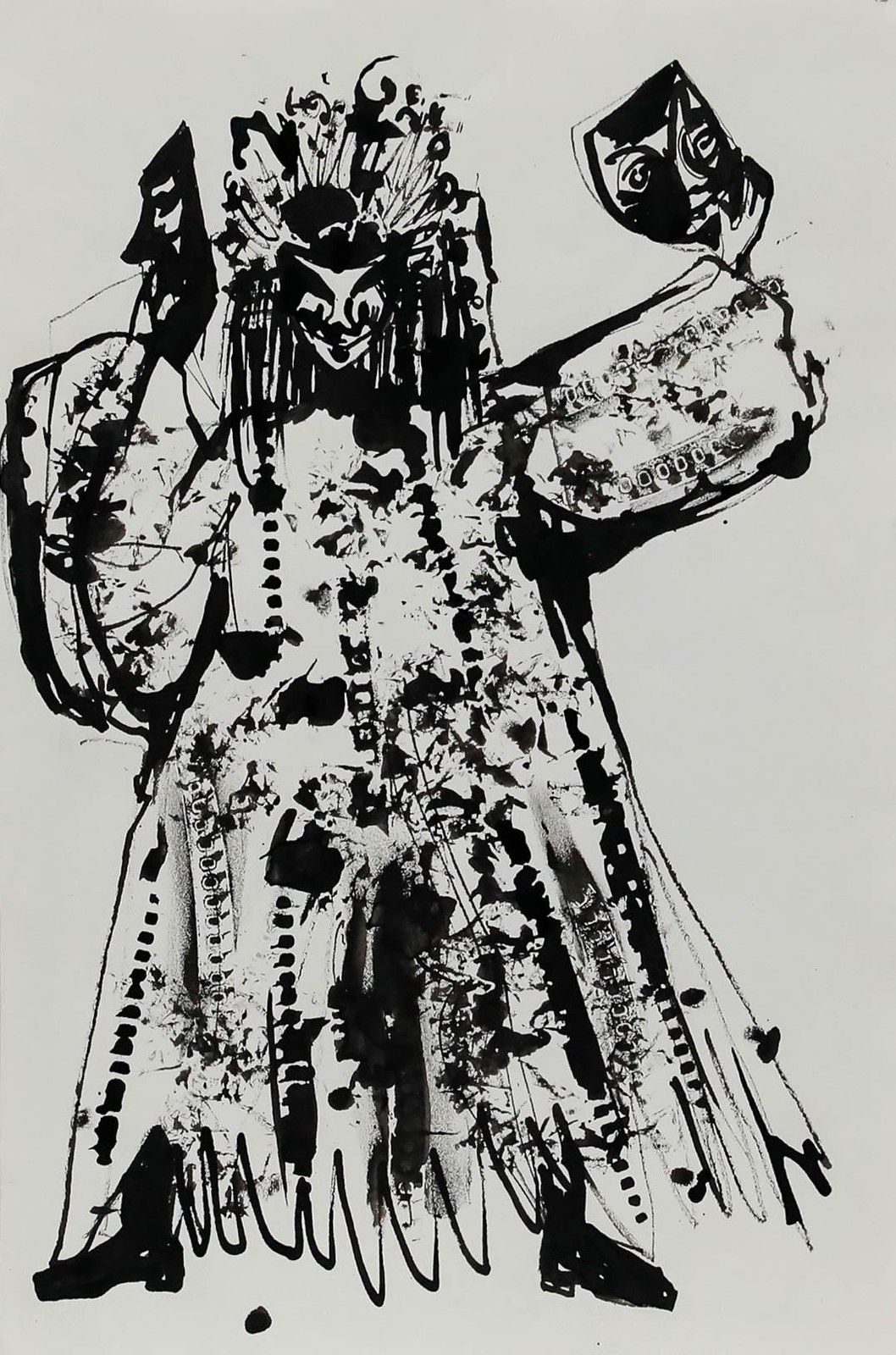 Charlotte Heister (1921 1998) Mid 20th Century India Ink, Mask photo furniture