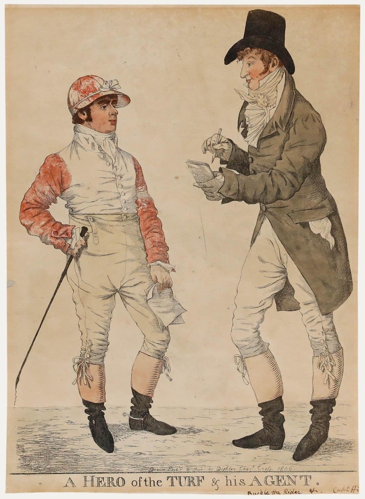 Robert Dighton (1751 1814) 1806 Etching, A Hero Of The Turf & His Agent