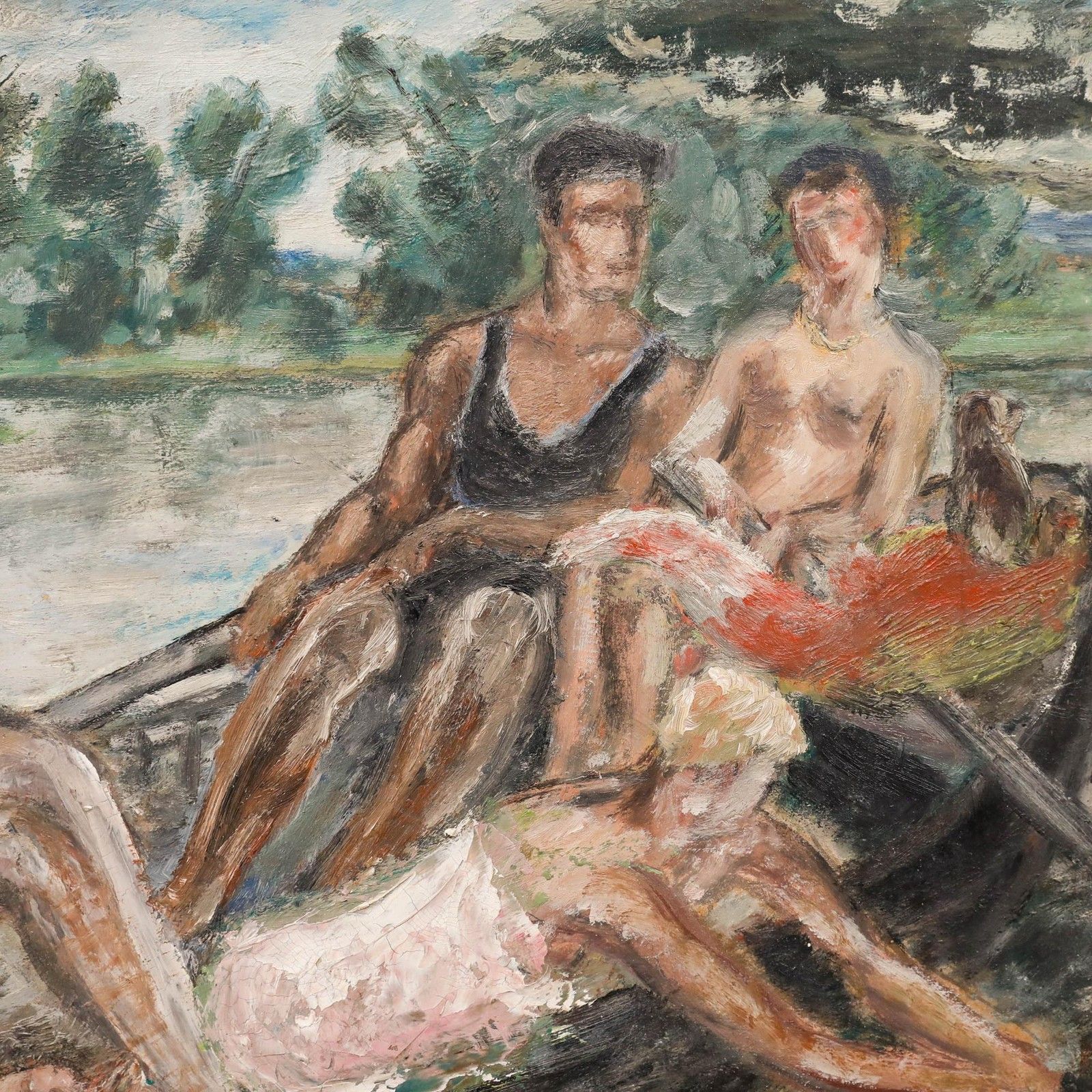 Georges Eugene Delhomme (1904 1989) 20th Century Oil, A Day In The Boat photo Art